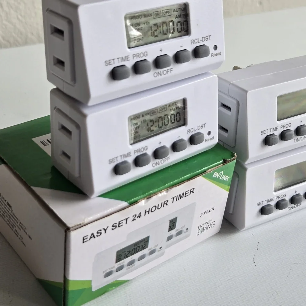 4 BN-LINK Mini Indoor Easy Set Daily 24-Hour Digital Outlet Timer 2 Prong